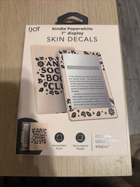 iJoy Kindle Paperwhite Skin Decal – Pink Floral "Anti Social Book Club"